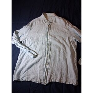 John P. Shirt Mens XXL‎ Light Blue 100% Linen Long Sleeve Button Down Casual